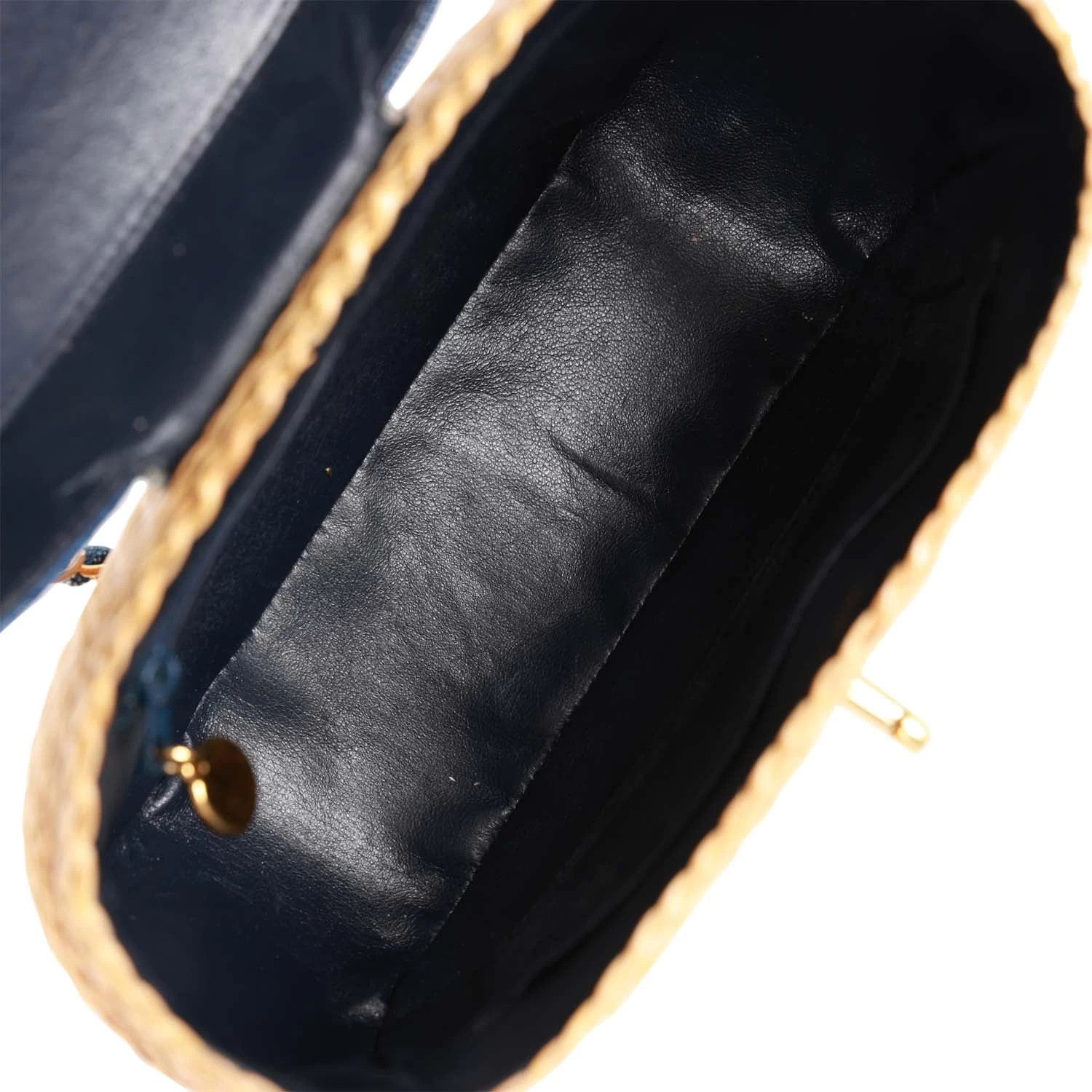 Vintage Chanel Basket Bag Denim And Rattan Wicker Gold Hardware 10 Vintage Chanel Basket Bag Denim And Rattan Wicker Gold Hardware - Image 8