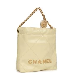 Chanel Mini 22 Bag Yellow Calfskin Gold Hardware -Online Bag Store C FN 230426 1 02