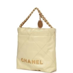 Chanel Mini 22 Bag Yellow Calfskin Gold Hardware -Online Bag Store C FN 230426 1 03