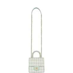 Chanel Mini Square Flap With Top Handle Turquoise And Ecru Tweed Antique Gold Hardware -Online Bag Store C FN 230508 1 07