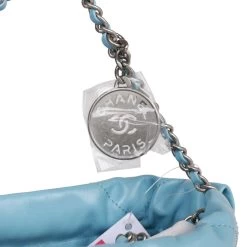 Chanel Mini 22 Bag Light Blue Calfskin Silver Hardware -Online Bag Store C FN 230616 1 04