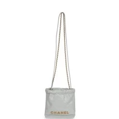 Chanel Mini 22 Bag Light Blue Calfskin Gold Hardware -Online Bag Store C FN 230724 1 07