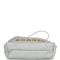 Chanel Mini 22 Bag Light Blue Calfskin Gold Hardware -Online Bag Store C FN 230724 1 08