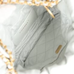 Chanel Mini 22 Bag Light Blue Calfskin Gold Hardware -Online Bag Store C FN 230724 1 09