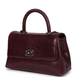 Pre-owned Chanel Mini Coco Handle Burgundy Lizard Ruthenium Hardware 16 Pre-owned Chanel Mini Coco Handle Burgundy Lizard Ruthenium Hardware -Online Bag Store C FN 230728 1 03