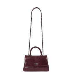 Pre-owned Chanel Mini Coco Handle Burgundy Lizard Ruthenium Hardware 17 Pre-owned Chanel Mini Coco Handle Burgundy Lizard Ruthenium Hardware -Online Bag Store C FN 230728 1 06