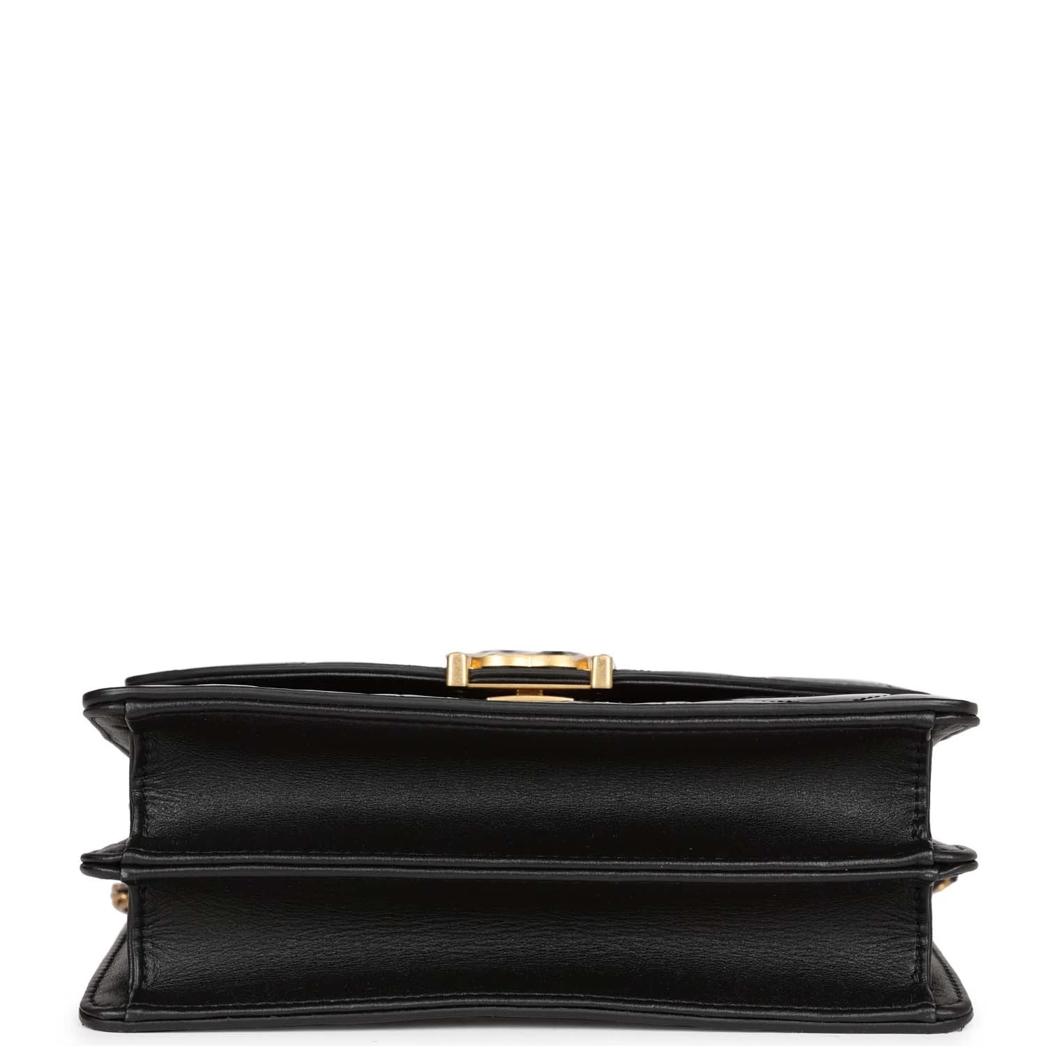 Chanel Accordion Pushlock Top Handle Flap Bag Black Patent Leather Aged Gold Hardware 8 Chanel Accordion Pushlock Top Handle Flap Bag Black Patent Leather Aged Gold Hardware - Image 6