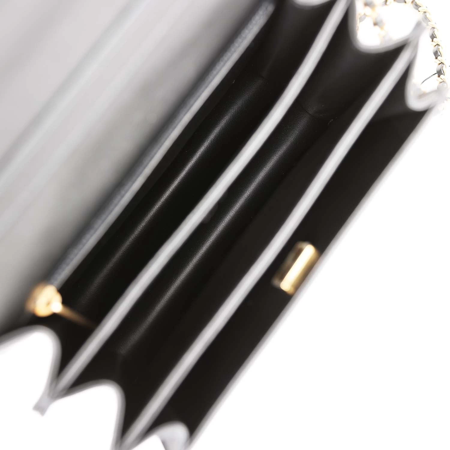 Chanel Accordion Pushlock Top Handle Flap Bag Black Patent Leather Aged Gold Hardware 10 Chanel Accordion Pushlock Top Handle Flap Bag Black Patent Leather Aged Gold Hardware - Image 8