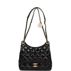 Chanel CC Hobo Bag Black Shiny Crumpled Calfskin Gold Hardware -Online Bag Store C FN 230803 3 01