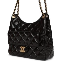 Chanel CC Hobo Bag Black Shiny Crumpled Calfskin Gold Hardware -Online Bag Store C FN 230803 3 05