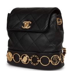Chanel Small Charm Backpack Black Calfskin Aged Gold Hardware -Online Bag Store C FN 230810 1 03