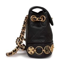 Chanel Small Charm Backpack Black Calfskin Aged Gold Hardware -Online Bag Store C FN 230810 1 04