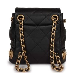 Chanel Small Charm Backpack Black Calfskin Aged Gold Hardware -Online Bag Store C FN 230810 1 05