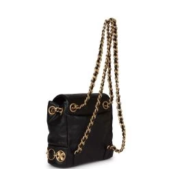 Chanel Small Charm Backpack Black Calfskin Aged Gold Hardware -Online Bag Store C FN 230810 1 07