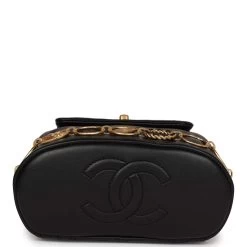Chanel Small Charm Backpack Black Calfskin Aged Gold Hardware -Online Bag Store C FN 230810 1 09