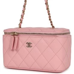 Chanel Small Classic Vanity Case Pink Caviar Light Gold Hardware -Online Bag Store C FN 230915 4 04