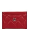 Chanel Card Holder Wallet Red Lambskin Silver Hardware -Online Bag Store C FN 230920 3 01
