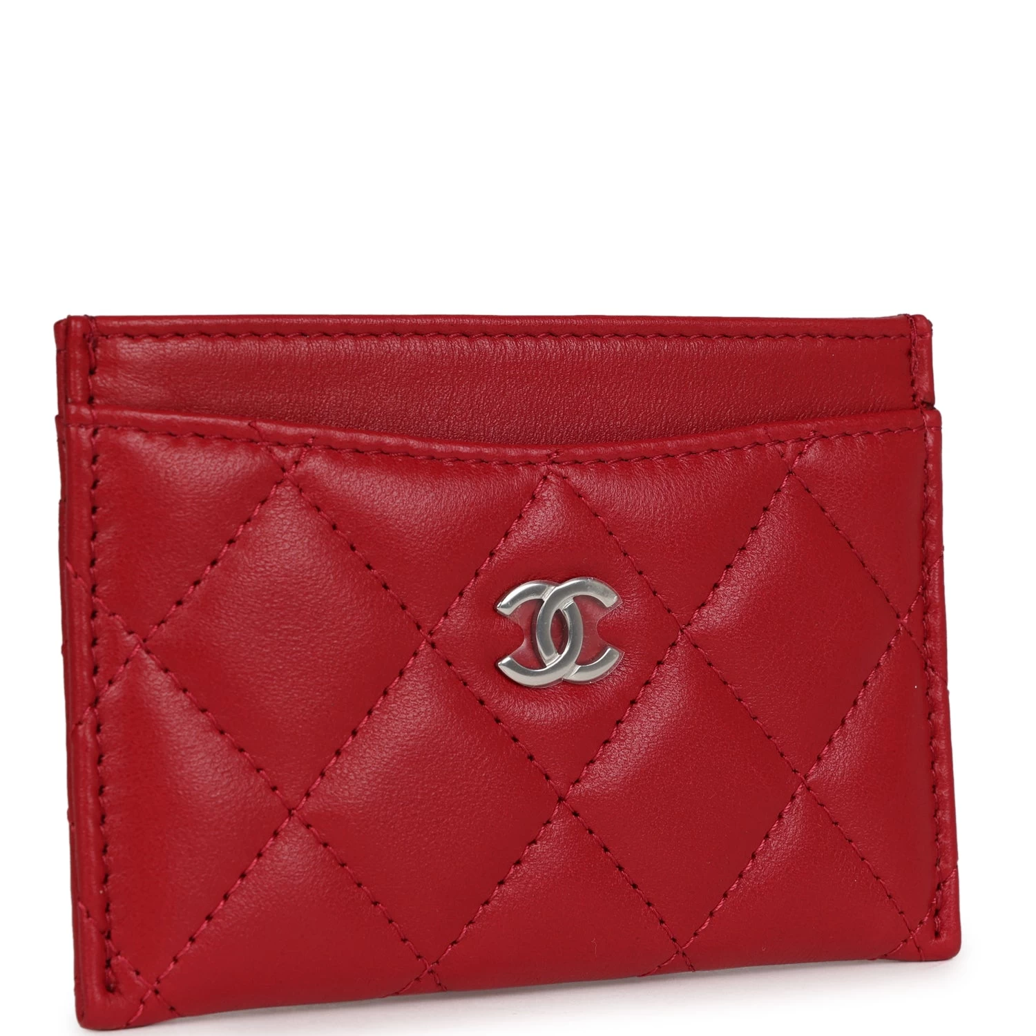 Chanel Card Holder Wallet Red Lambskin Silver Hardware 4 Chanel Card Holder Wallet Red Lambskin Silver Hardware - Image 2