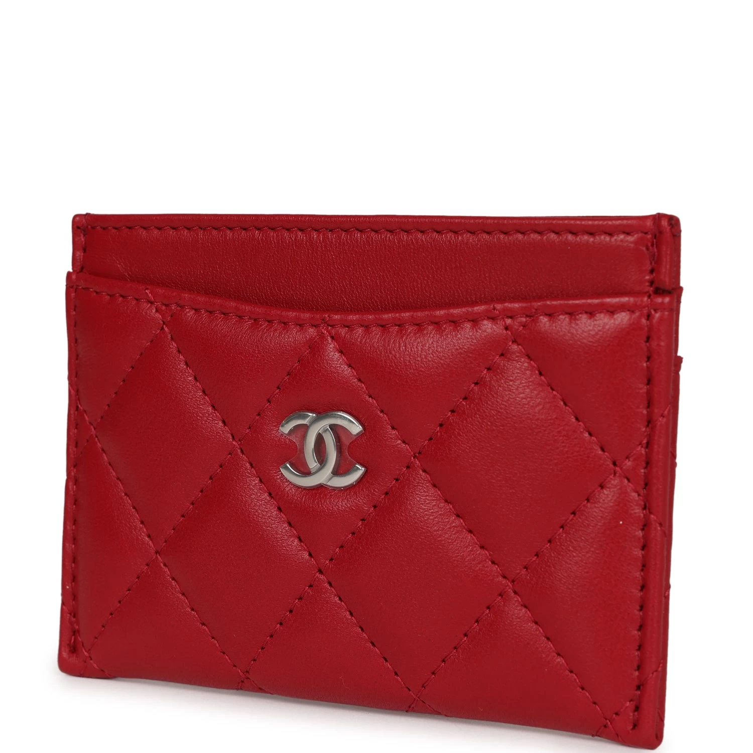 Chanel Card Holder Wallet Red Lambskin Silver Hardware 5 Chanel Card Holder Wallet Red Lambskin Silver Hardware - Image 3