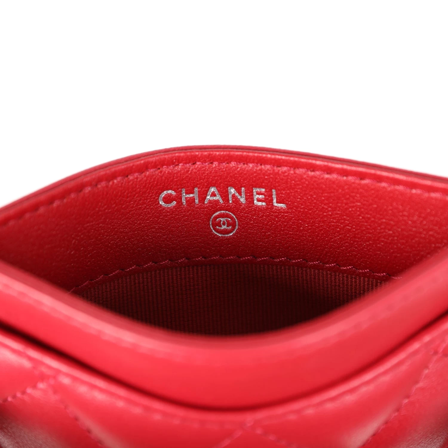 Chanel Card Holder Wallet Red Lambskin Silver Hardware 8 Chanel Card Holder Wallet Red Lambskin Silver Hardware - Image 6