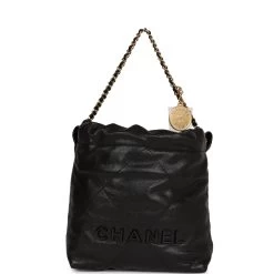 Chanel Mini 22 Bag Black Caviar Gold Hardware