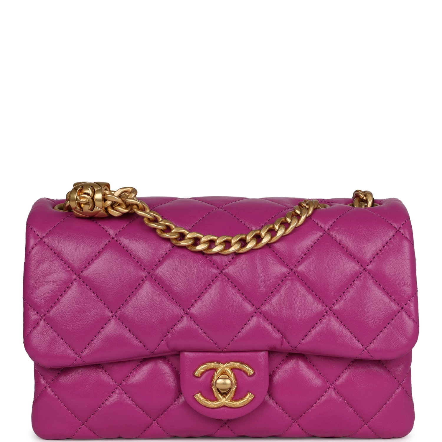 Chanel Small Crush Flap Bag Purple Shiny Aged Calfskin Brushed Gold Hardware 3 Chanel Small Crush Flap Bag Purple Shiny Aged Calfskin Brushed Gold Hardware