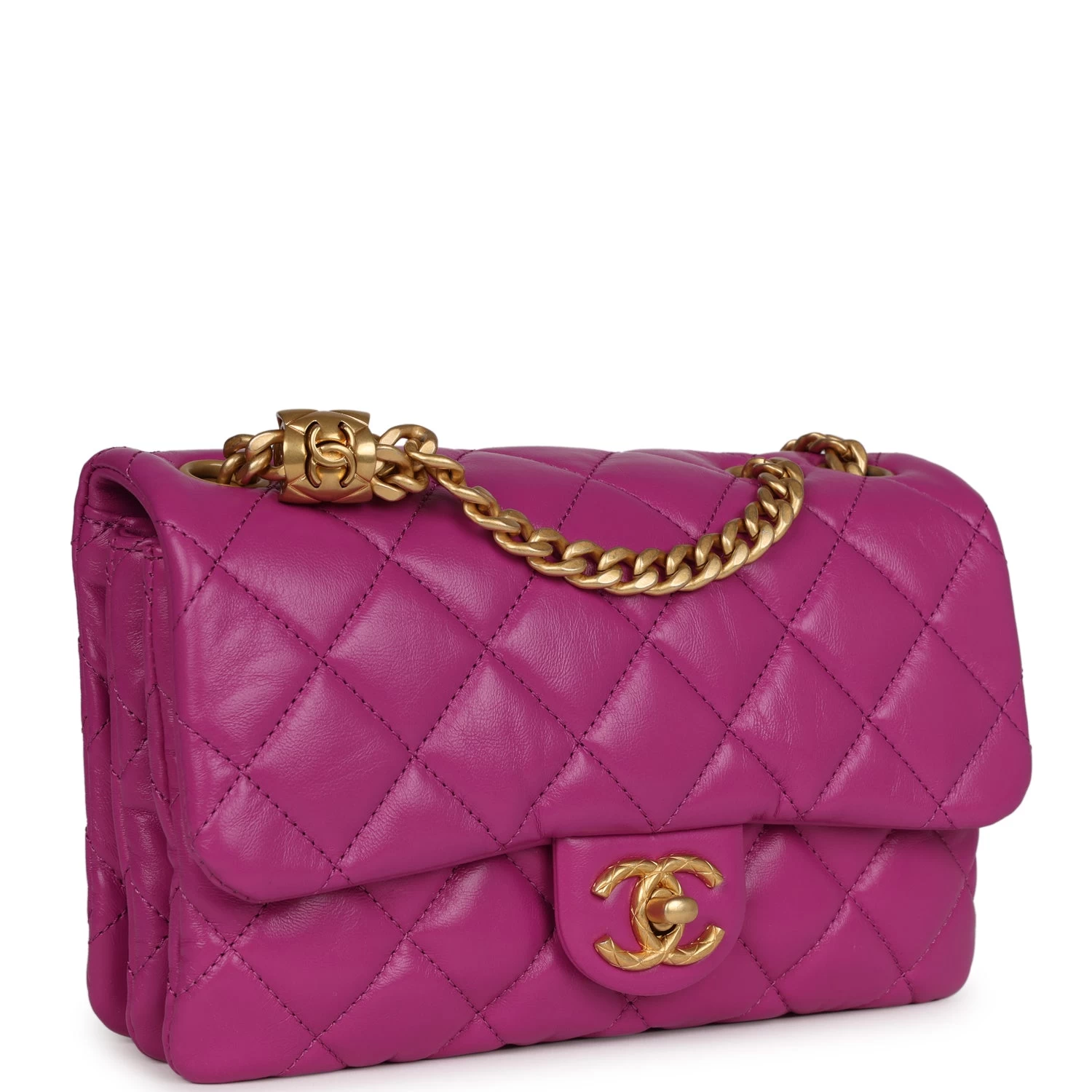 Chanel Small Crush Flap Bag Purple Shiny Aged Calfskin Brushed Gold Hardware 4 Chanel Small Crush Flap Bag Purple Shiny Aged Calfskin Brushed Gold Hardware - Image 2