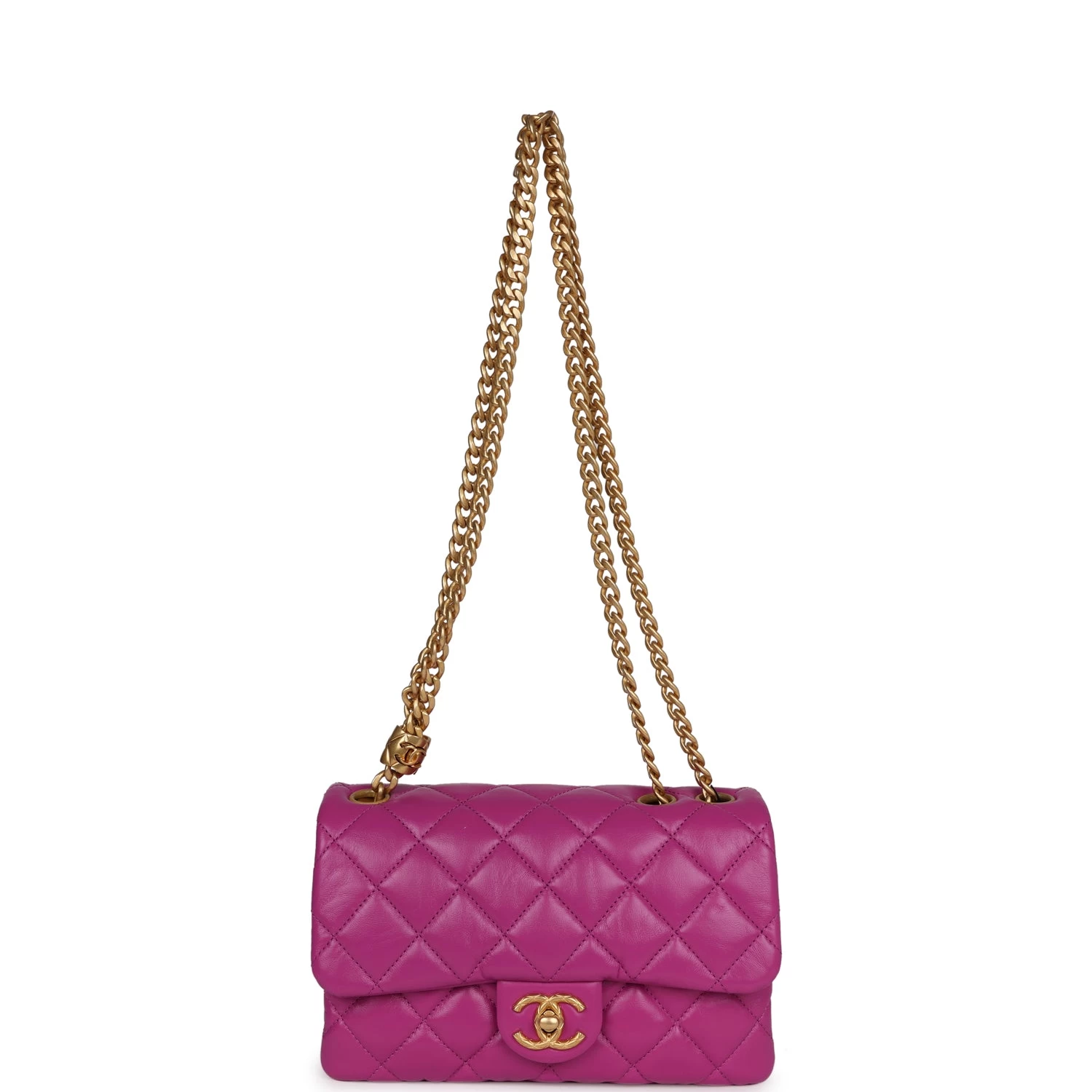 Chanel Small Crush Flap Bag Purple Shiny Aged Calfskin Brushed Gold Hardware 9 Chanel Small Crush Flap Bag Purple Shiny Aged Calfskin Brushed Gold Hardware - Image 7