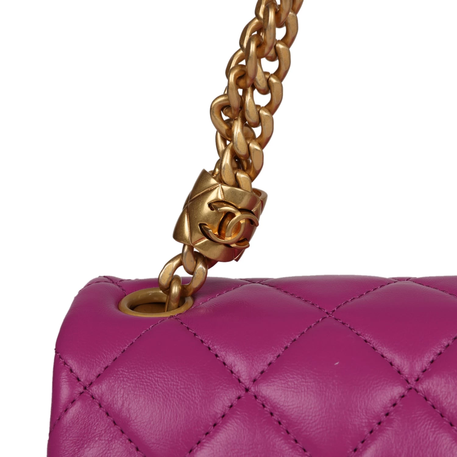 Chanel Small Crush Flap Bag Purple Shiny Aged Calfskin Brushed Gold Hardware 10 Chanel Small Crush Flap Bag Purple Shiny Aged Calfskin Brushed Gold Hardware - Image 8
