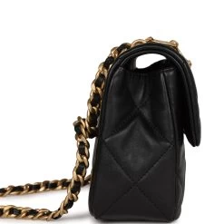 Chanel Mini Charms Flap Bag Black Lambskin Brushed Gold Hardware -Online Bag Store C FN 230922 6 04