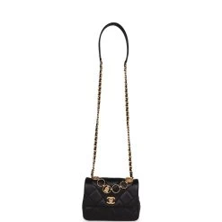 Chanel Mini Charms Flap Bag Black Lambskin Brushed Gold Hardware -Online Bag Store C FN 230922 6 07