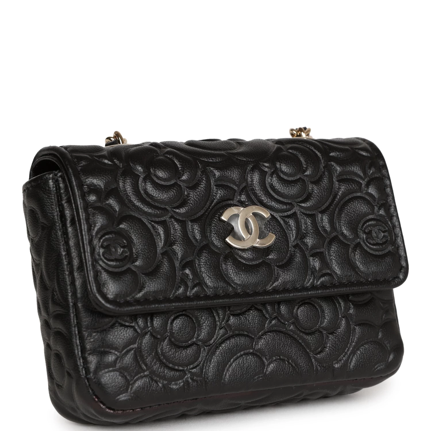 Chanel Camellia Embossed Belt Bag Black Lambskin Light Gold Hardware 4 Chanel Camellia Embossed Belt Bag Black Lambskin Light Gold Hardware - Image 2
