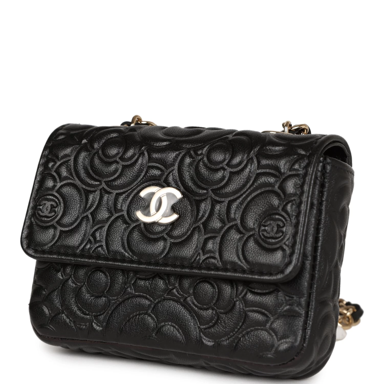 Chanel Camellia Embossed Belt Bag Black Lambskin Light Gold Hardware 7 Chanel Camellia Embossed Belt Bag Black Lambskin Light Gold Hardware - Image 5