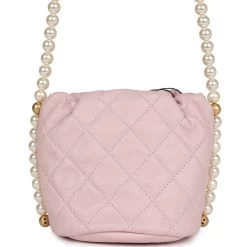 Chanel "About Pearls" Mini Drawstring Bucket Bag Pink Calfskin Brushed Gold Hardware -Online Bag Store C FN 230926 2 EZ 07