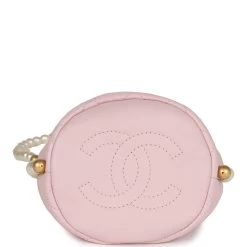 Chanel "About Pearls" Mini Drawstring Bucket Bag Pink Calfskin Brushed Gold Hardware -Online Bag Store C FN 230926 2 EZ 08