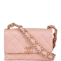 Chanel 19 Mini Flap Light Pink Aged Calfskin Brushed Gold Hardware