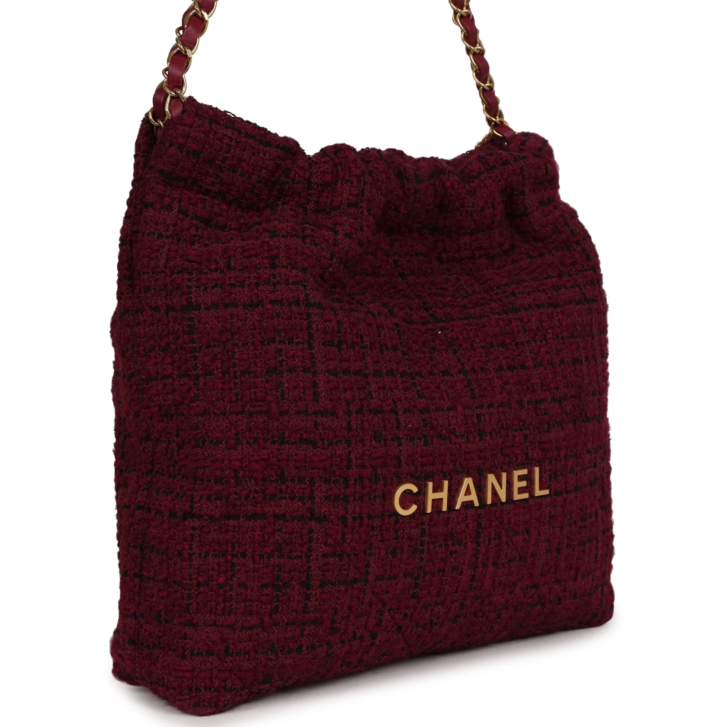 Chanel Small 22 Bag Burgundy And Black Tweed Gold Hardware 4 Chanel Small 22 Bag Burgundy And Black Tweed Gold Hardware - Image 2