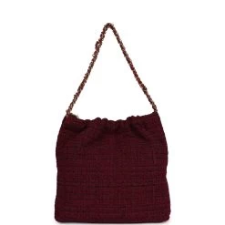 Chanel Small 22 Bag Burgundy And Black Tweed Gold Hardware 17 Chanel Small 22 Bag Burgundy And Black Tweed Gold Hardware -Online Bag Store C FN 231012 1 07