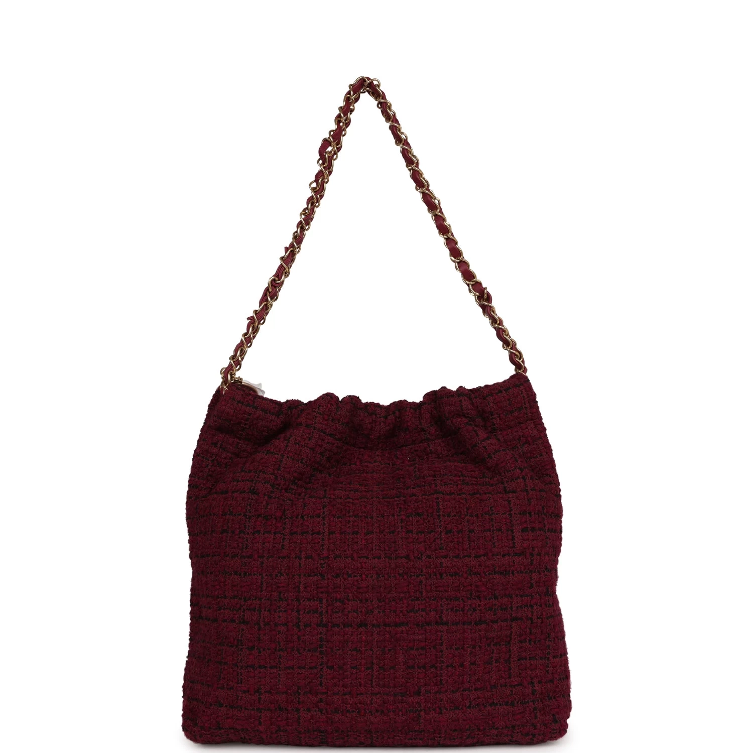 Chanel Small 22 Bag Burgundy And Black Tweed Gold Hardware 6 Chanel Small 22 Bag Burgundy And Black Tweed Gold Hardware - Image 4