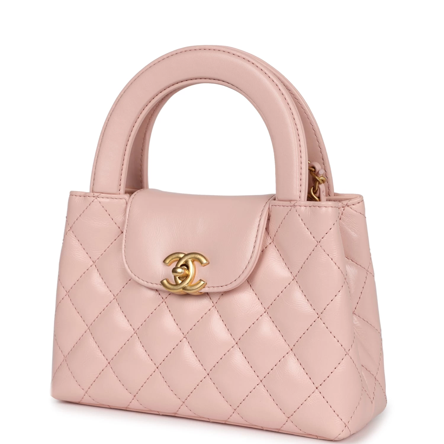 Chanel Small Kelly Shopper Light Pink Shiny Aged Calfskin Brushed Gold Hardware 7 Chanel Small Kelly Shopper Light Pink Shiny Aged Calfskin Brushed Gold Hardware - Image 5