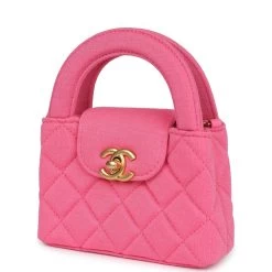 Chanel Nano Kelly Shopper Hot Pink Jersey Brushed Gold Hardware 14 Chanel Nano Kelly Shopper Hot Pink Jersey Brushed Gold Hardware -Online Bag Store C FN 231018 3 03