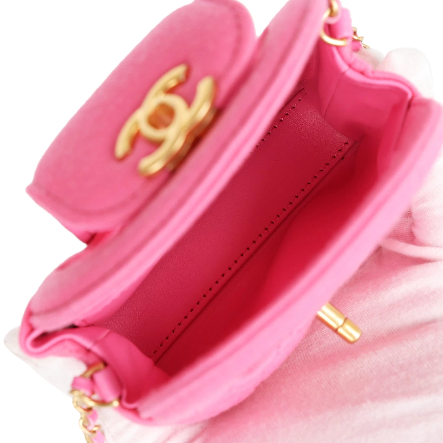 Chanel Nano Kelly Shopper Hot Pink Jersey Brushed Gold Hardware 10 Chanel Nano Kelly Shopper Hot Pink Jersey Brushed Gold Hardware - Image 8