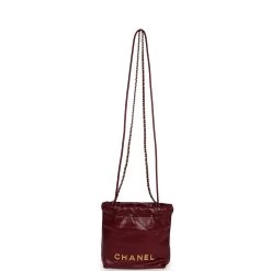 Chanel Mini 22 Bag Burgundy Calfskin Gold Hardware -Online Bag Store C FN 231027 1 07