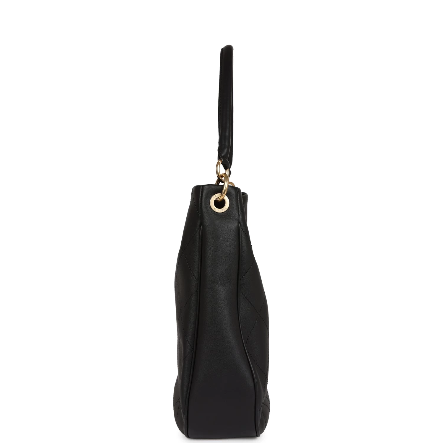 Chanel Quilted Hobo Shoulder Bag Black Calfskin Brushed Gold Hardware 5 Chanel Quilted Hobo Shoulder Bag Black Calfskin Brushed Gold Hardware - Image 3