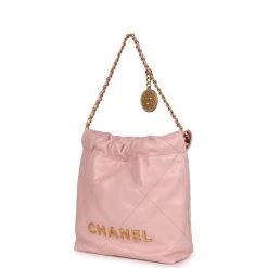 Pre-owned Chanel Mini 22 Bag Pink Calfskin Gold Hardware -Online Bag Store C FN 231107 1 EW 03