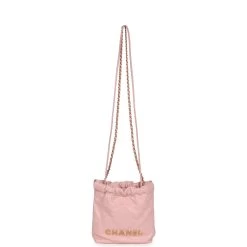 Pre-owned Chanel Mini 22 Bag Pink Calfskin Gold Hardware -Online Bag Store C FN 231107 1 EW 07