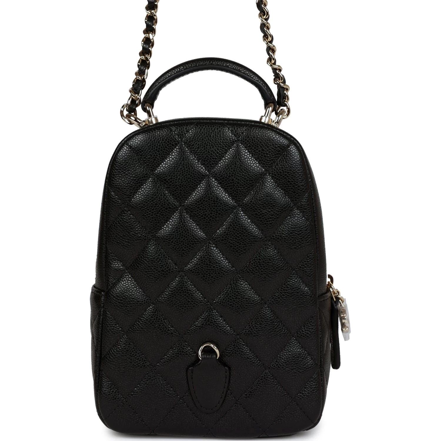 Chanel Mini Phone Holder Backpack Black Caviar Light Gold Hardware 8 Chanel Mini Phone Holder Backpack Black Caviar Light Gold Hardware - Image 6