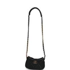 Chanel 19 Hobo Chain Clutch Bag Black Calfskin Mixed Metal Hardware -Online Bag Store C FN 231116 2 01