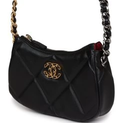 Chanel 19 Hobo Chain Clutch Bag Black Calfskin Mixed Metal Hardware -Online Bag Store C FN 231116 2 04