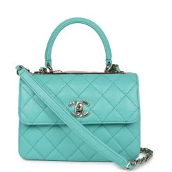 Chanel Mini Trendy CC Bag Turquoise Lambskin Light Gold Hardware